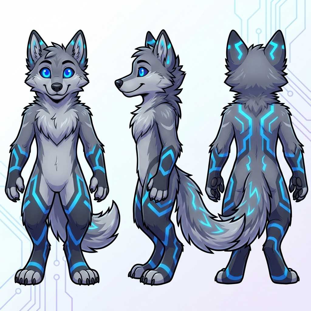 Cyberpunk Gray Wolf Digital Character Adoptable – FurMakers
