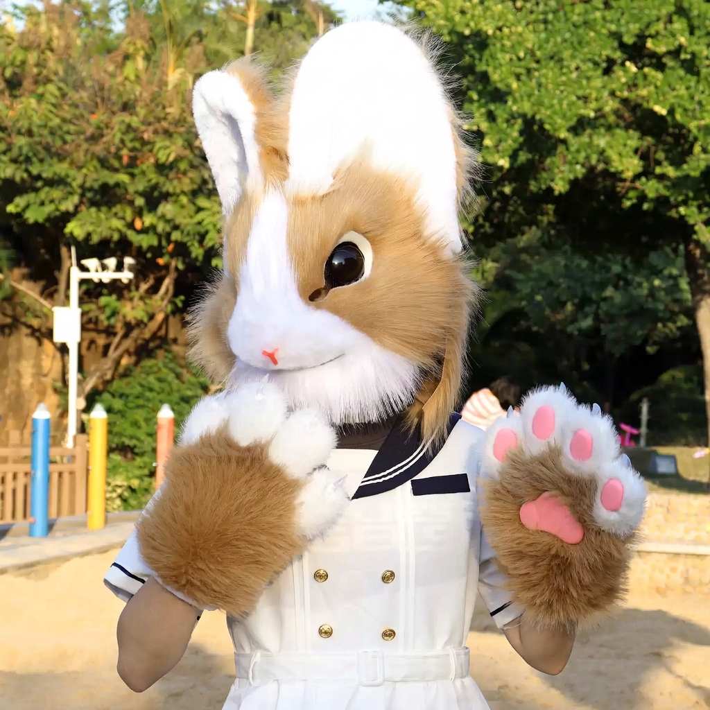 Realistic Rabbit Fursuit Head – Bunny Headpiece for Conventions & Phot ...