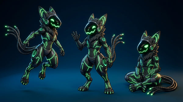 Cyber Synth Protogen Character Design with LED Features - View 7