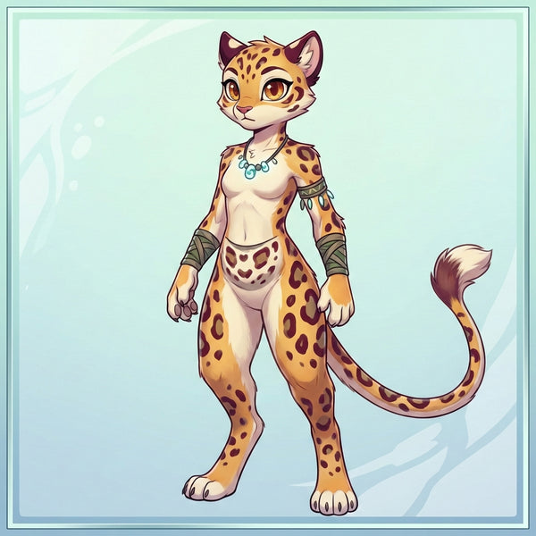 Jungle Tribe Snow Leopard Digitigrade Furry Character Design - View 5