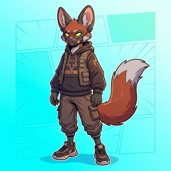 Neon Streetwear Red Fox Professional Furry Character Design - View 4