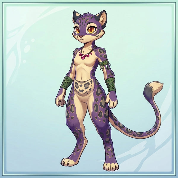 Jungle Tribe Snow Leopard Digitigrade Furry Character Design - View 4