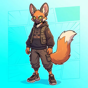 Neon Streetwear Red Fox Professional Furry Character Design - View 1