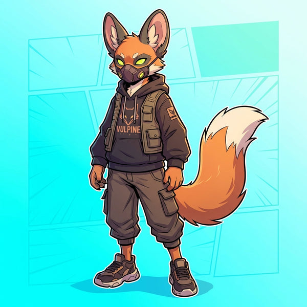 Neon Streetwear Red Fox Professional Furry Character Design - View 1