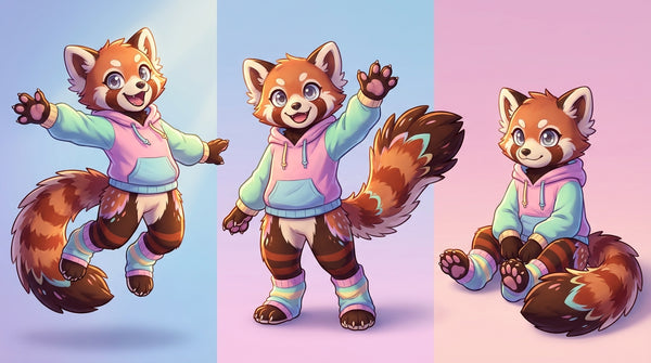 Candy Core Red Panda Adoptable Fursuit Reference Design - View 7