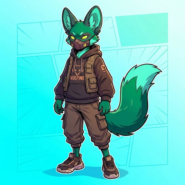 Neon Streetwear Red Fox Professional Furry Character Design - View 5