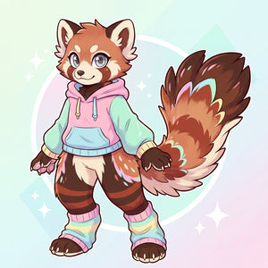 Candy Core Red Panda Adoptable Fursuit Reference Design - View 1