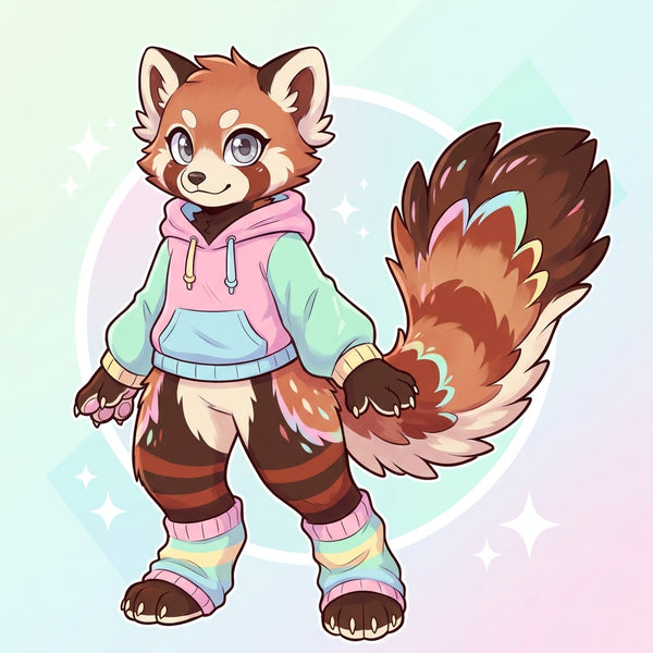 Candy Core Red Panda Adoptable Fursuit Reference Design - View 1