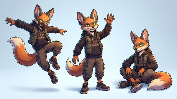 Neon Streetwear Red Fox Professional Furry Character Design - View 7