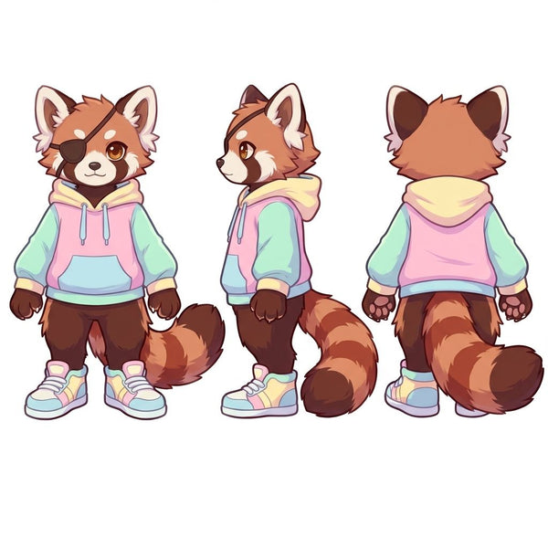 Candy Core Red Panda Character Design and Fursuit Reference - View 2