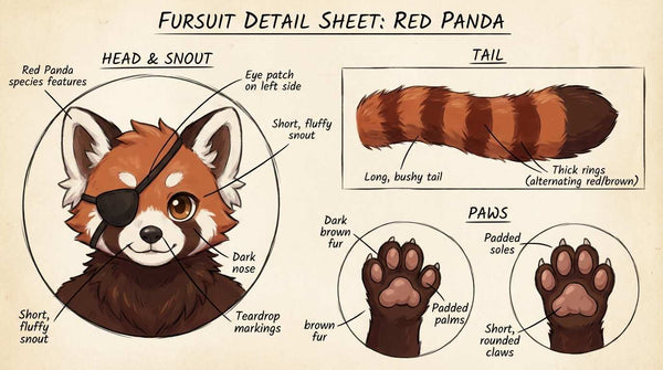 Candy Core Red Panda Character Design and Fursuit Reference - View 3
