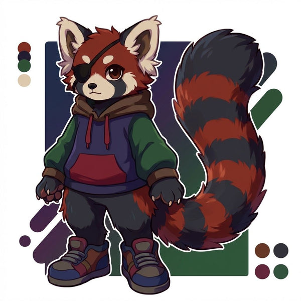 Candy Core Red Panda Character Design and Fursuit Reference - View 6
