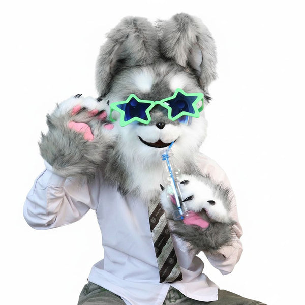 Custom Kemono Toony Canine Fursuit Partial with Follow Me Eyes and Puffy Paws