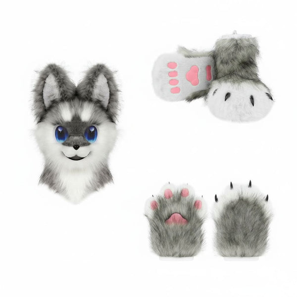 Custom Kemono Toony Canine Fursuit Partial with Follow Me Eyes and Puffy Paws