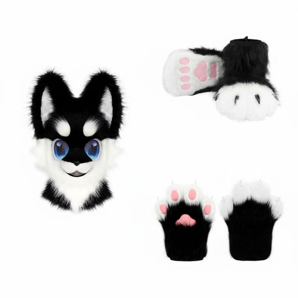 Custom Kemono Toony Canine Fursuit Partial with Follow Me Eyes and Puffy Paws