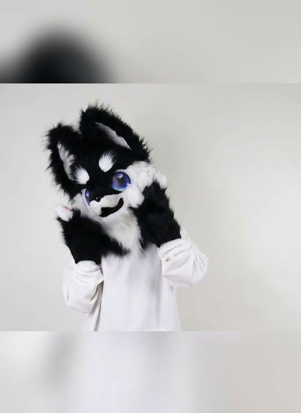 Custom Kemono Toony Canine Fursuit Partial with Follow Me Eyes and Puffy Paws