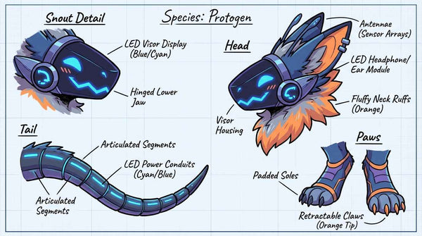 Cyber Synth Protogen Adoptable Character Design - View 3