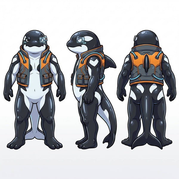 Cybernetic Lab Tech Orca Adoptable Character Design - View 2