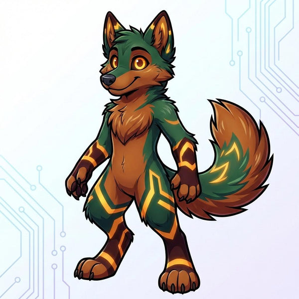 Cyberpunk Gray Wolf Digital Character Adoptable - View 4