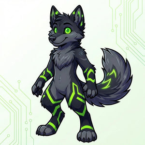 Cyberpunk Gray Wolf Digital Character Adoptable - View 5