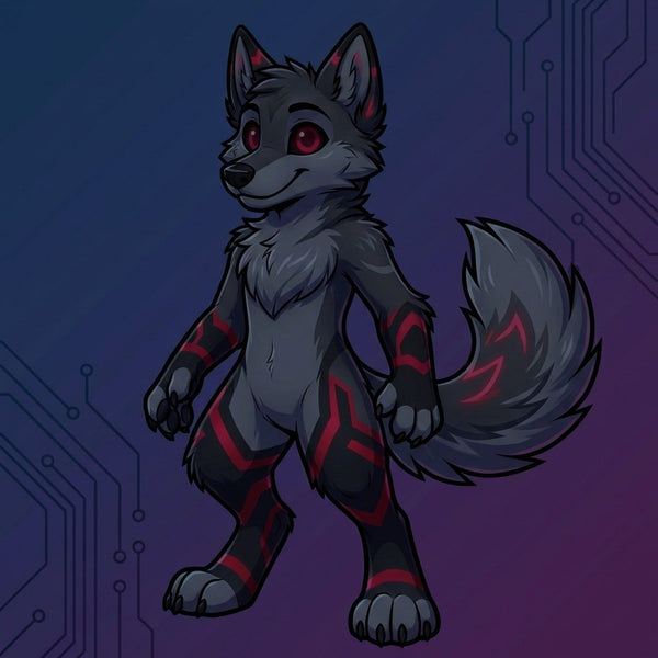 Cyberpunk Gray Wolf Digital Character Adoptable - View 6