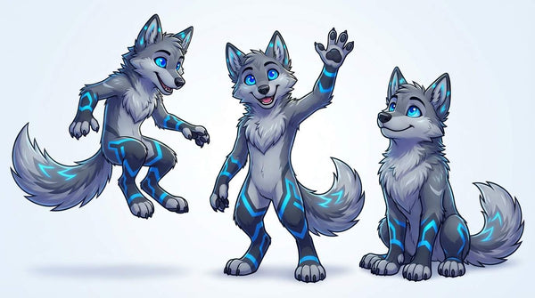 Cyberpunk Gray Wolf Digital Character Adoptable - View 7