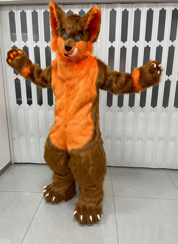 Digitigrade Orange and Brown Fox Full Fursuit with Follow Me Eyes and Padded Silhouette
