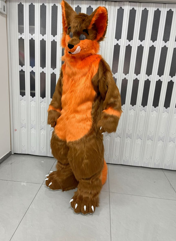 Digitigrade Orange and Brown Fox Full Fursuit with Follow Me Eyes and Padded Silhouette