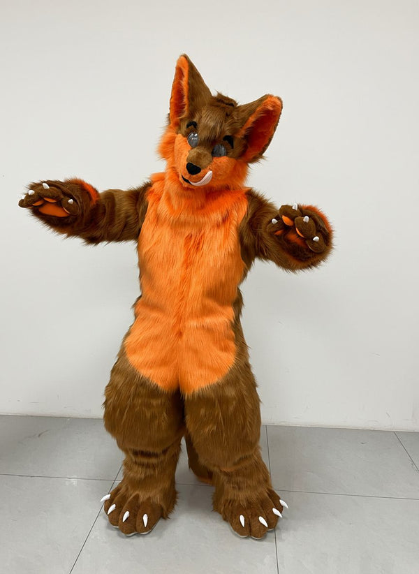 Digitigrade Orange and Brown Fox Full Fursuit with Follow Me Eyes and Padded Silhouette