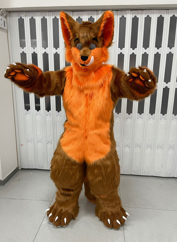 Digitigrade Orange and Brown Fox Full Fursuit with Follow Me Eyes and Padded Silhouette