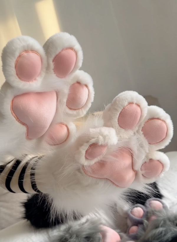FurMakers Plush Puffy Fursuit Hand Paws with Five Digit Design and Toony Paw Pads