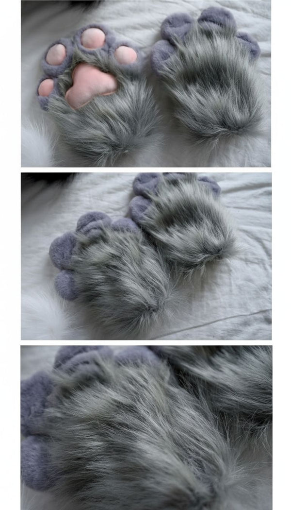 FurMakers Plush Puffy Fursuit Hand Paws with Five Digit Design and Toony Paw Pads
