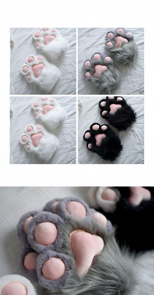 FurMakers Plush Puffy Fursuit Hand Paws with Five Digit Design and Toony Paw Pads
