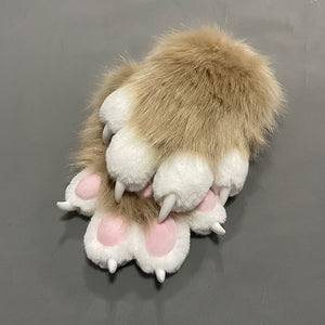 FurMakers Puffy Four Fingered Fursuit Hand Paws with Claws