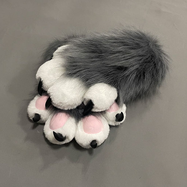 FurMakers Puffy Four Fingered Fursuit Hand Paws with Claws