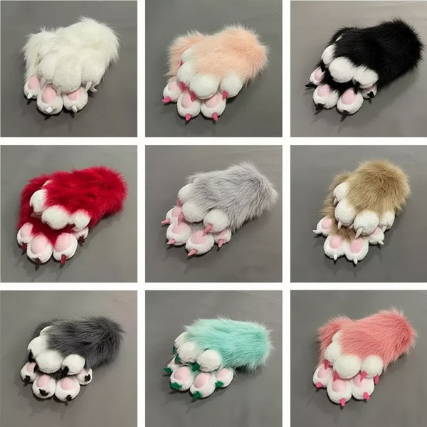 FurMakers Puffy Four Fingered Fursuit Hand Paws with Claws