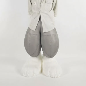 Gray and White Wolf Digitigrade Full Fursuit with High Visibility Eyes and Interior Padding