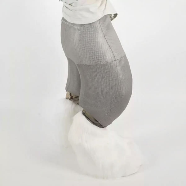 Gray and White Wolf Digitigrade Full Fursuit with High Visibility Eyes and Interior Padding