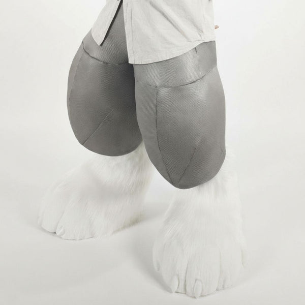 Gray and White Wolf Digitigrade Full Fursuit with High Visibility Eyes and Interior Padding