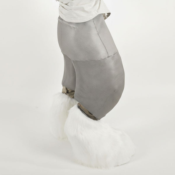 Gray and White Wolf Digitigrade Full Fursuit with High Visibility Eyes and Interior Padding