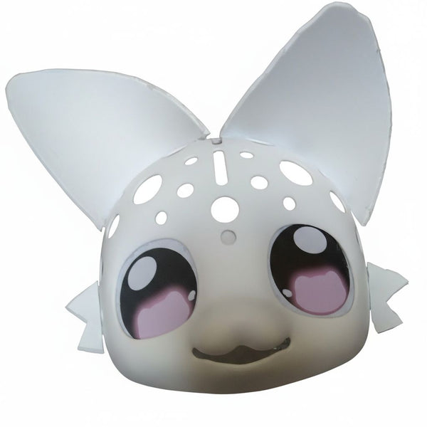Kemono Style Fursuit Head Base Kit with Ventilated Shell and Custom Anime Eyes