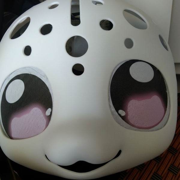 Kemono Style Fursuit Head Base Kit with Ventilated Shell and Custom Anime Eyes
