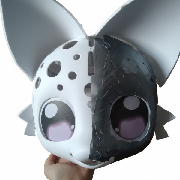 Kemono Style Fursuit Head Base Kit with Ventilated Shell and Custom Anime Eyes