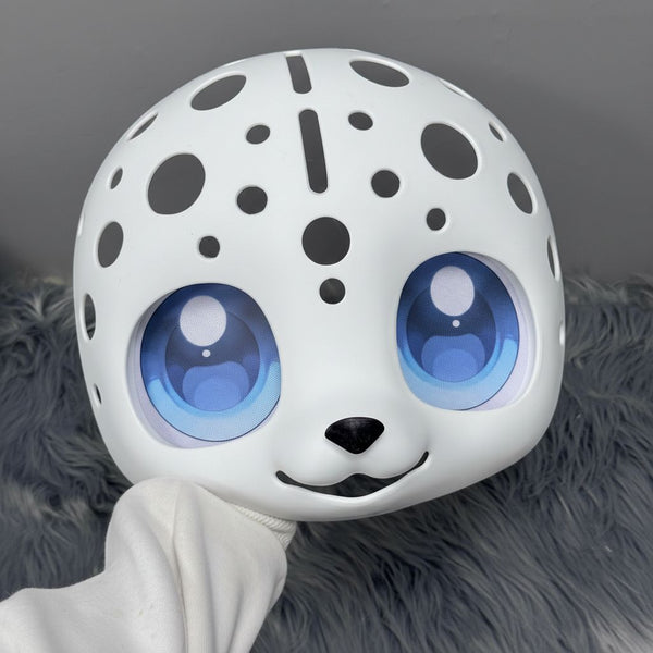 Kemono Style Fursuit Head Base Kit with Ventilated Shell and Custom Anime Eyes