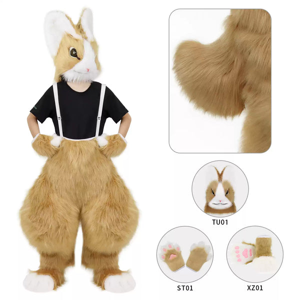 Plush-Bunny-Fursuit-Curved-Leg-Cosplay-Set-with-Big-Ears-Camel-Color_9