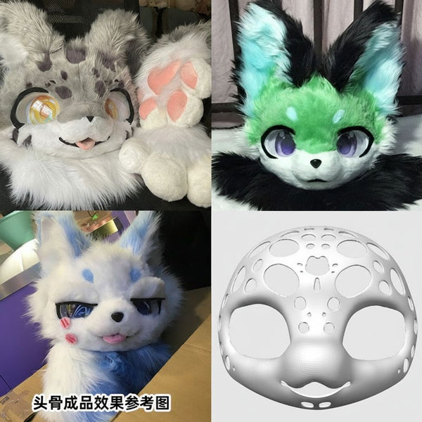 Professional High Ventilation 3D Printed Fursuit Head Base for Custom Character Creation