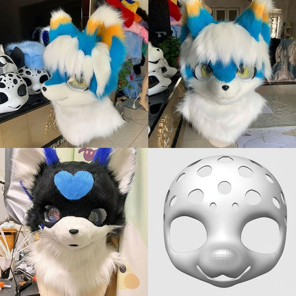 Professional High Ventilation 3D Printed Fursuit Head Base for Custom Character Creation