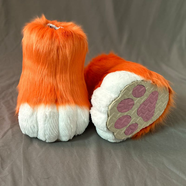 Professional Outdoor Fursuit Feet Paws with Durable EVA Traction Soles and Luxury Faux Fur