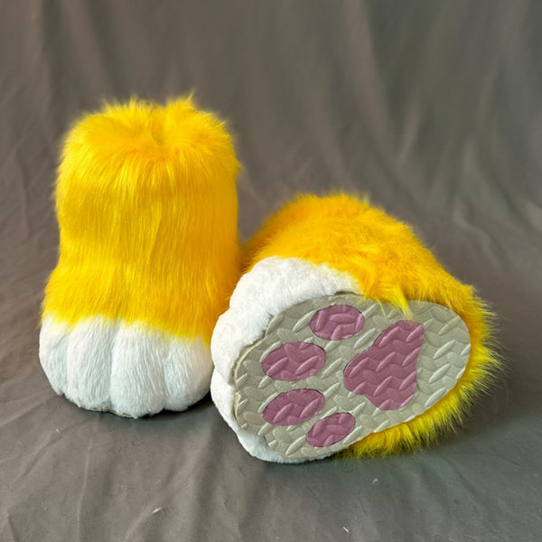 Professional Outdoor Fursuit Feet Paws with Durable EVA Traction Soles and Luxury Faux Fur