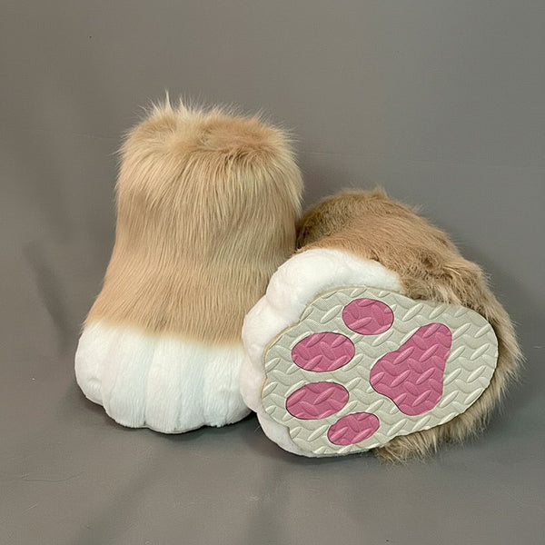 Professional Outdoor Fursuit Feet Paws with Durable EVA Traction Soles and Luxury Faux Fur